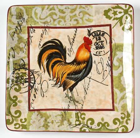 Lille Rooster Square Dinner Plate