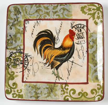 Lille Rooster Square Salad Plate