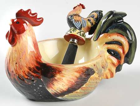 Lille Rooster Figural Dip Bowl & Spreader Set