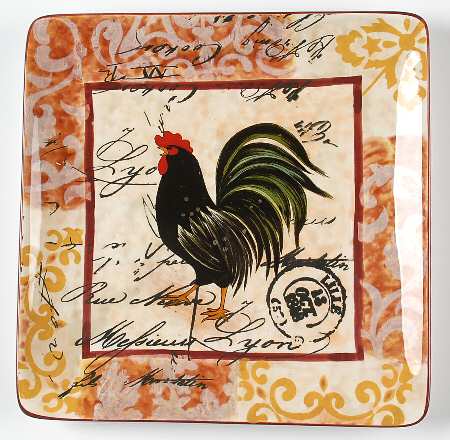 Lille Rooster Square Dinner Plate