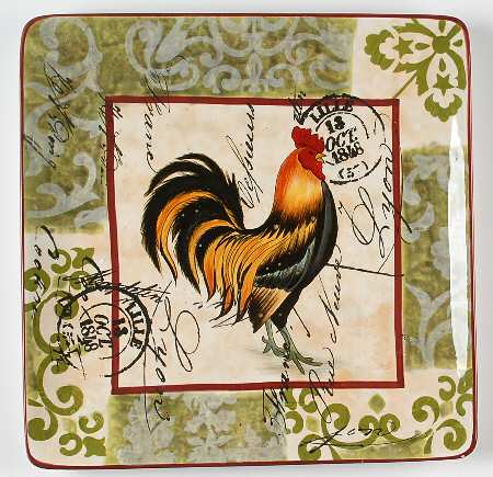 Lille Rooster 14" Square Platter