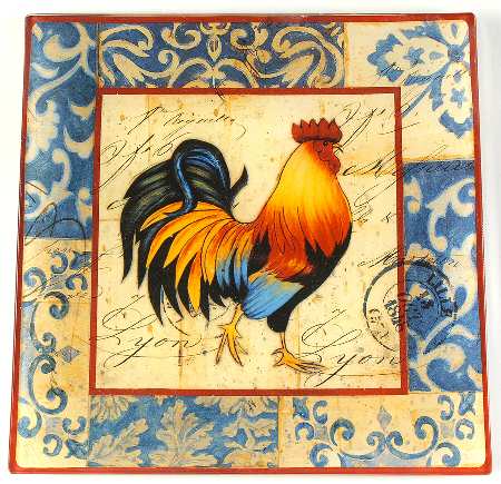 Lille Rooster 12" Glassware Square Platter