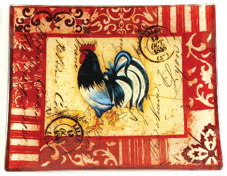 Lille Rooster 10" Rectangular Glassware Platter