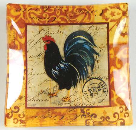 Lille Rooster Glassware Canape Plate