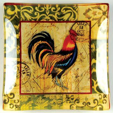 Lille Rooster Glassware Canape Plate