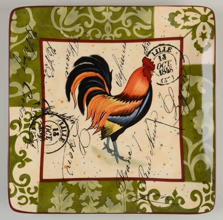 Lille Rooster Square Dinner Plate