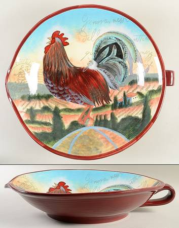 Lille Rooster 17" Bowl with Handle with Spout