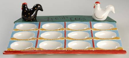 Farmers Market Figural Deviled Egg Plate with Salt & Pepper