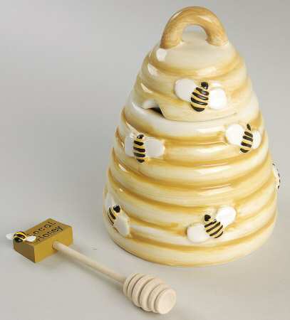 Farmers Market Figural Honey Pot W/ Lid & Dipper