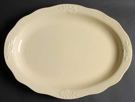 Cuisineware Ivory (Embossed Leaves) 16" Oval Serving Platter