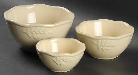 Cuisineware Ivory (Embossed Leaves) Mixing Bowl Set (MB6, MB5, MB4)