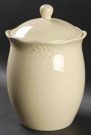 Cuisineware Ivory (Embossed Leaves) Large Canister & Lid
