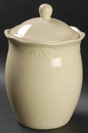Cuisineware Ivory (Embossed Leaves) Medium Canister & Lid