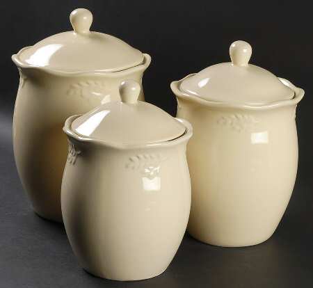 Cuisineware Ivory (Embossed Leaves) (3 Piece) Canister Set (Box Set)
