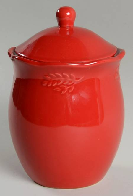 Cuisineware Red (Embossed Leaves) Small Canister & Lid