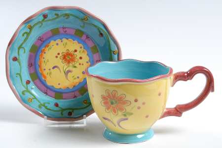 Tea Garden Footed Cup & Saucer Set