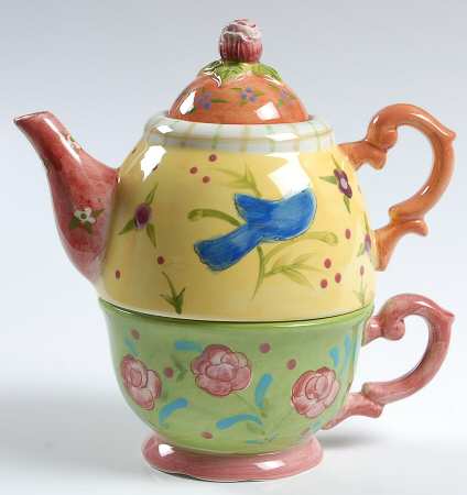 Tea Garden Individual Teapot & Lid with Cup