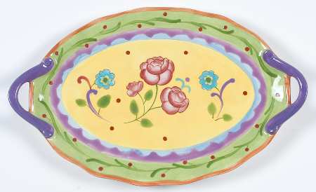 Tea Garden 14" Oval Handled Platter