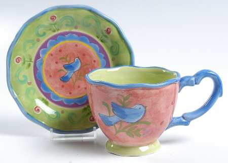 Tea Garden Footed Cup & Saucer Set