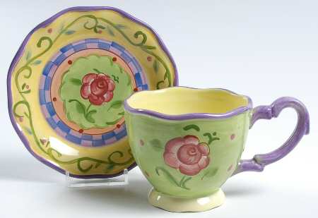 Tea Garden Footed Cup & Saucer Set