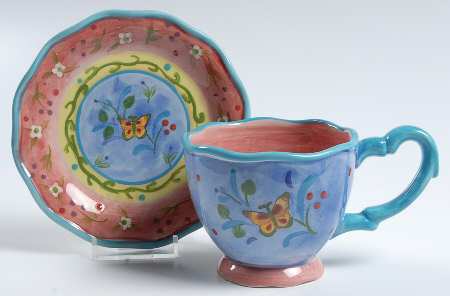 Tea Garden Footed Cup & Saucer Set