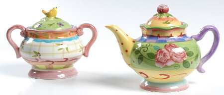Tea Garden Creamer & Sugar with Lids Set