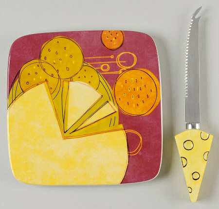 Appetizer 2 Piece Cheese Dish and Knife Set