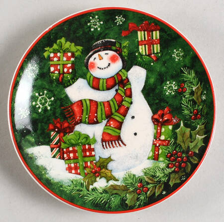 Vintage Snowman Canape Plate