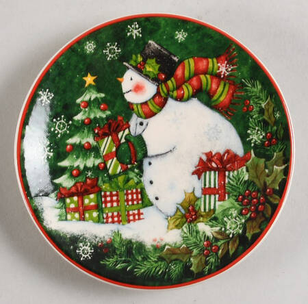 Vintage Snowman Canape Plate