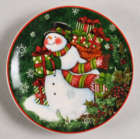 Vintage Snowman Canape Plate