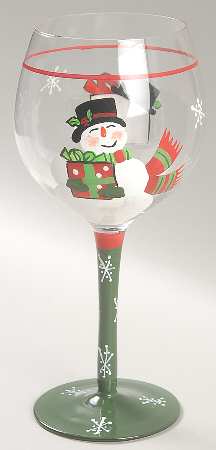 Vintage Snowman Glassware Wine