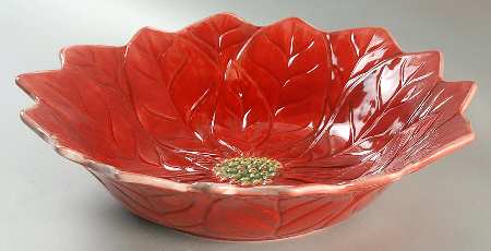 Poinsettia 13" Round Figural Serving Bowl