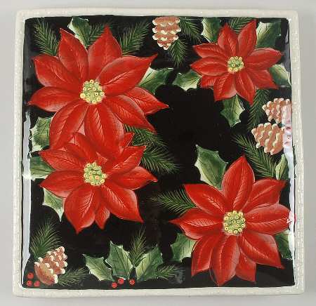 Poinsettia 13" Square Serving Platter