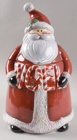 Candy Cane Santa Figural Cookie Jar & Lid