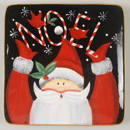 Candy Cane Santa Square Salad/Dessert Plate