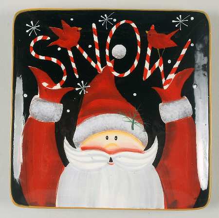 Candy Cane Santa Square Salad/Dessert Plate
