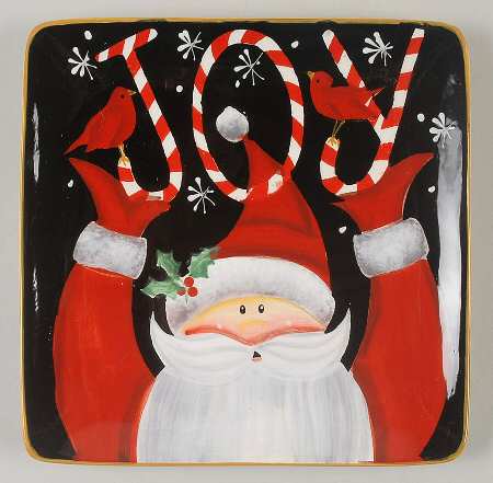 Candy Cane Santa Square Salad/Dessert Plate