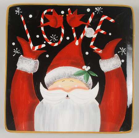 Candy Cane Santa Square Dinner Plate