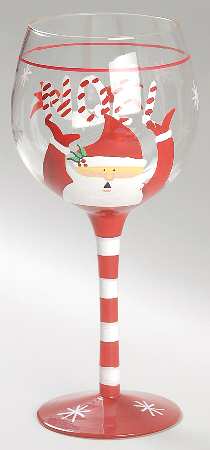 Candy Cane Santa Glassware Wine