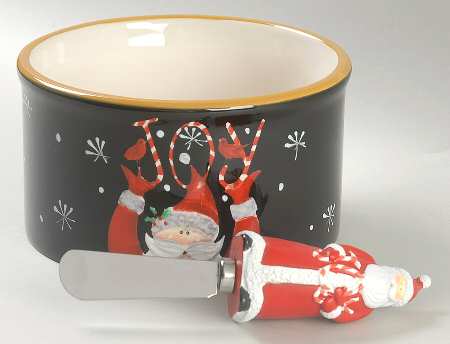 Candy Cane Santa Dip Bowl & Spreader Set