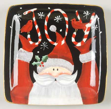 Candy Cane Santa Square Canape Plate