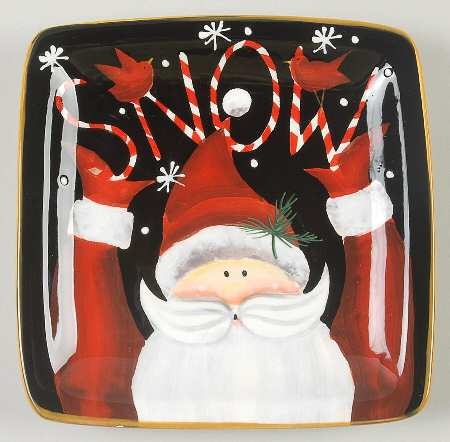 Candy Cane Santa Square Canape Plate