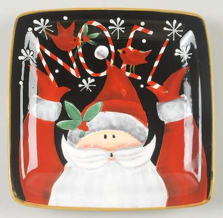 Candy Cane Santa Square Canape Plate
