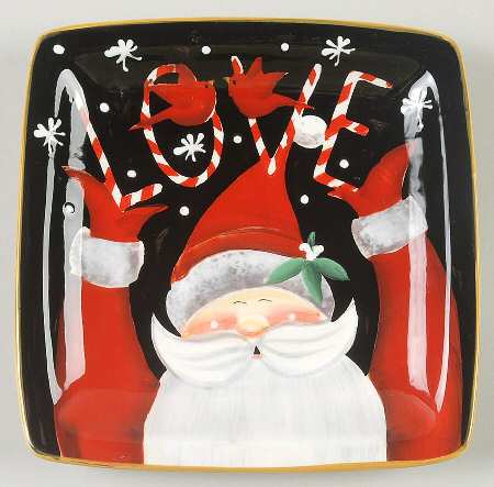 Candy Cane Santa Square Canape Plate