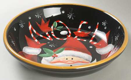 Candy Cane Santa 9" Soup/Pasta Bowl