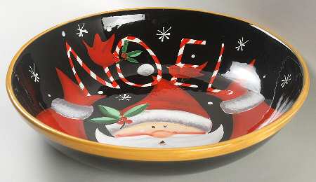 Candy Cane Santa 13" Pasta Serving Bowl