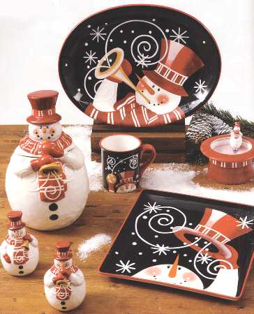 Red Hat Snowman Square Dinner Plate