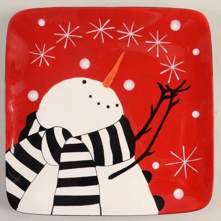 Snowflake Snowman 12" Square Serving Platter