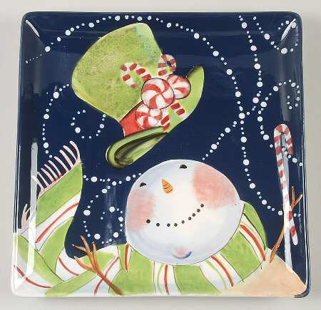 Magic Hat Snowman Square Dinner Plate