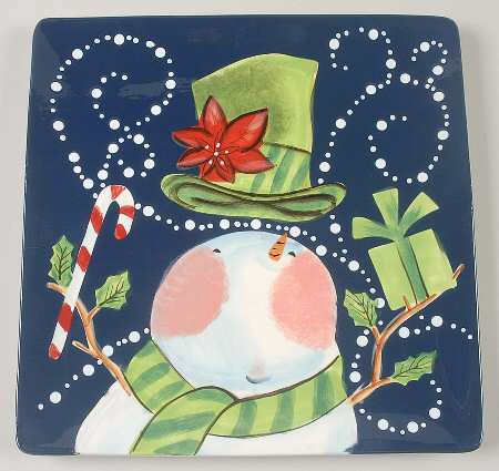 Magic Hat Snowman Square Salad/Dessert Plate
